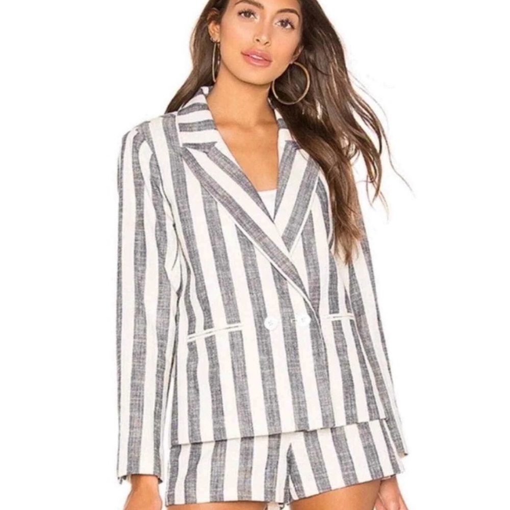 2x$50- L'Academie Striped Blazer Jacket in White and Black